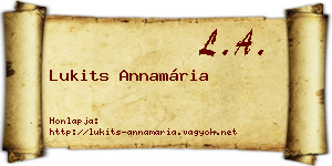 Lukits Annamária névjegykártya